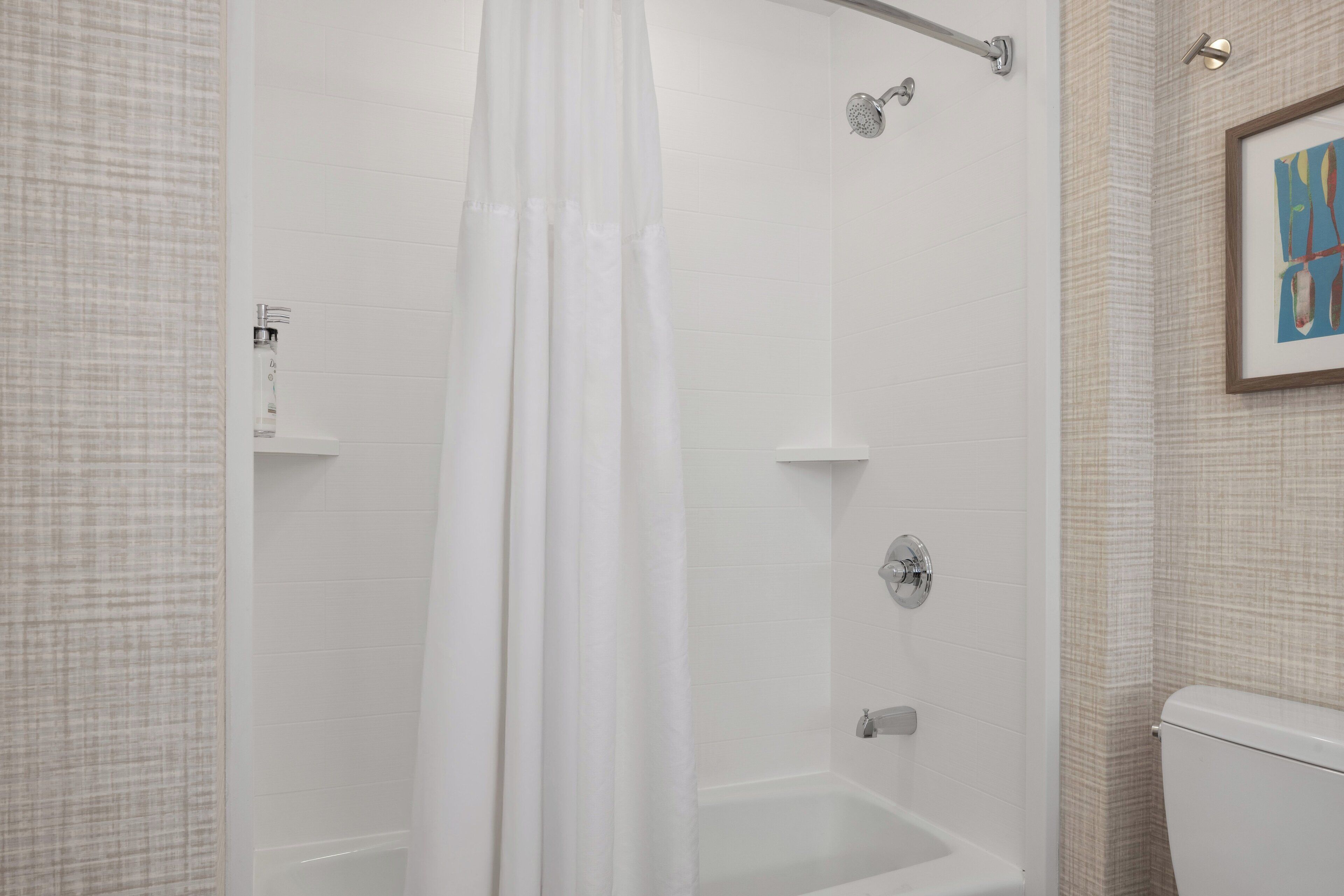 eco-friendly toiletries, hair dryer, towels, soap