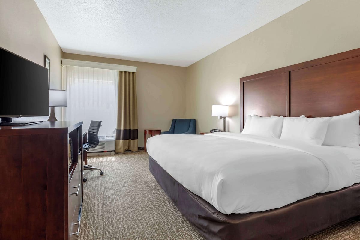 Room, 1 King Bed, Accessible, Non Smoking (Roll-In Shower) | Premium bedding, in-room safe, desk, iron/ironing board
