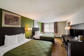 Standard Room, 2 Queen Beds, Non Smoking | Desk, blackout curtains, iron/ironing board, free WiFi