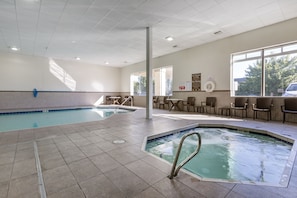 Indoor pool, open 9:00 AM to 11:00 PM, sun loungers