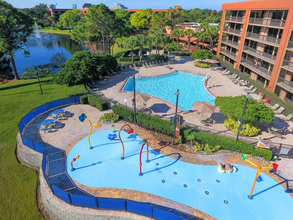 2 outdoor pools, open 9:00 AM to 10:00 PM, pool umbrellas, sun loungers