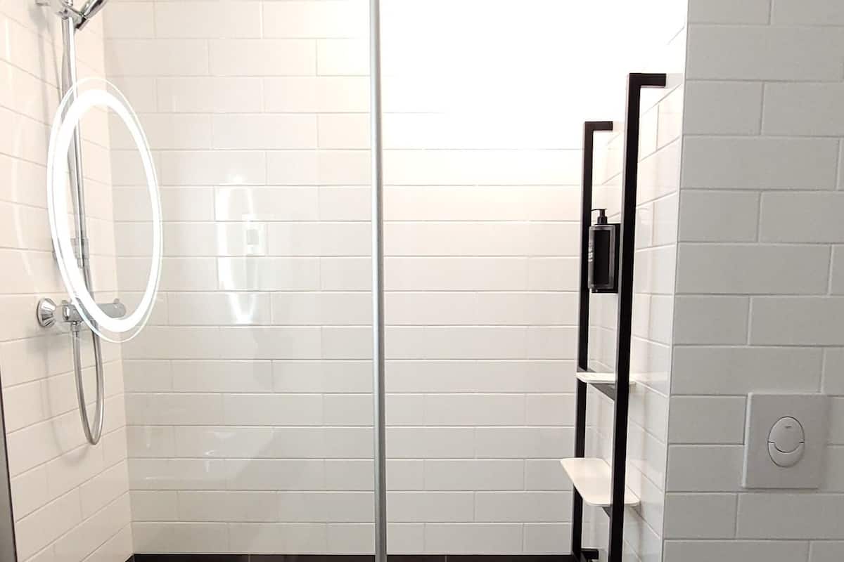 Regadera, amenidades de baño ecológicas, secadora de cabello, toallas