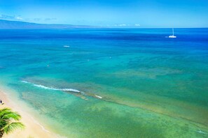 On the beach, snorkeling