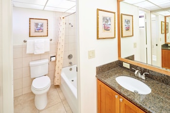 Studio, Kitchen, Resort View | Bathroom | Eco-friendly toiletries, hair dryer, towels, soap at Aston Kaanapali Shores