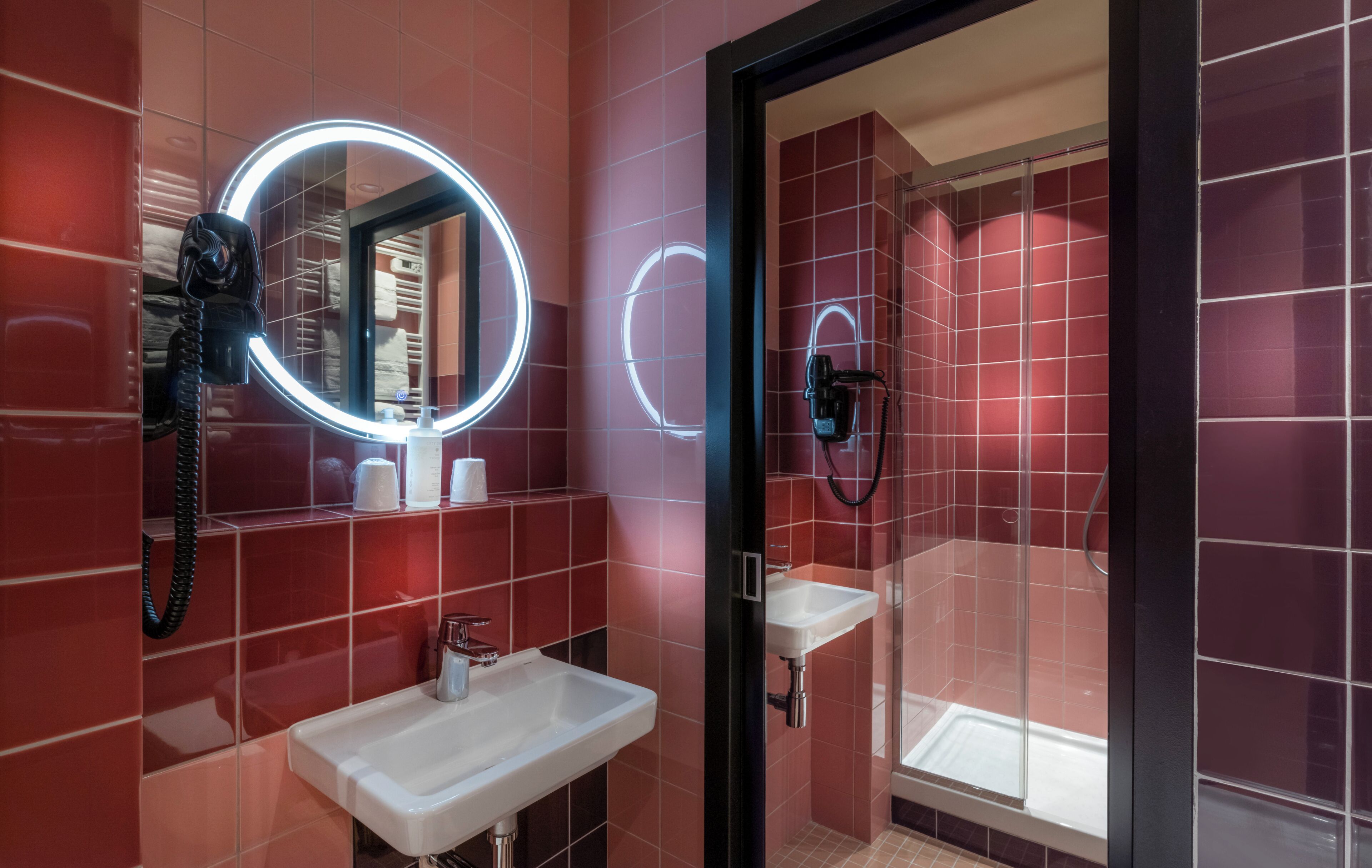 comfort double room (paris) | bathroom | free toiletries, hair dryer, towels