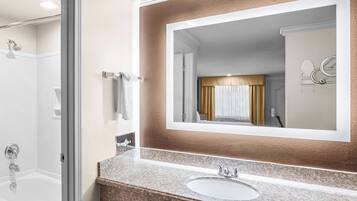 Standard Room, 2 Queen Beds, Non Smoking, Refrigerator & Microwave | Bathroom | Combined shower/bathtub, free toiletries, hair dryer, towels