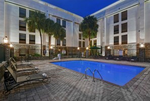Outdoor pool, sun loungers