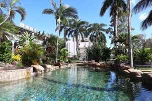 2 outdoor pools, sun loungers