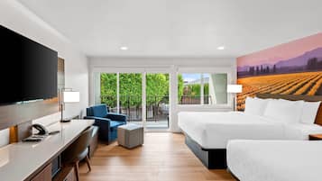 Standard Room, 2 Queen Beds, Non Smoking, Balcony | In-room safe, desk, laptop workspace, iron/ironing board