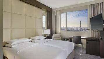 2 twin beds with Eiffel Tower View | Premium bedding, in-room safe, desk, blackout curtains