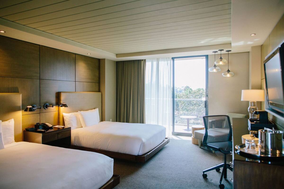In-room safe, desk, laptop workspace, blackout drapes