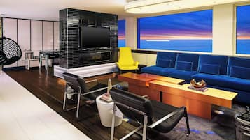 Premium bedding, down comforters, pillowtop beds, in-room safe