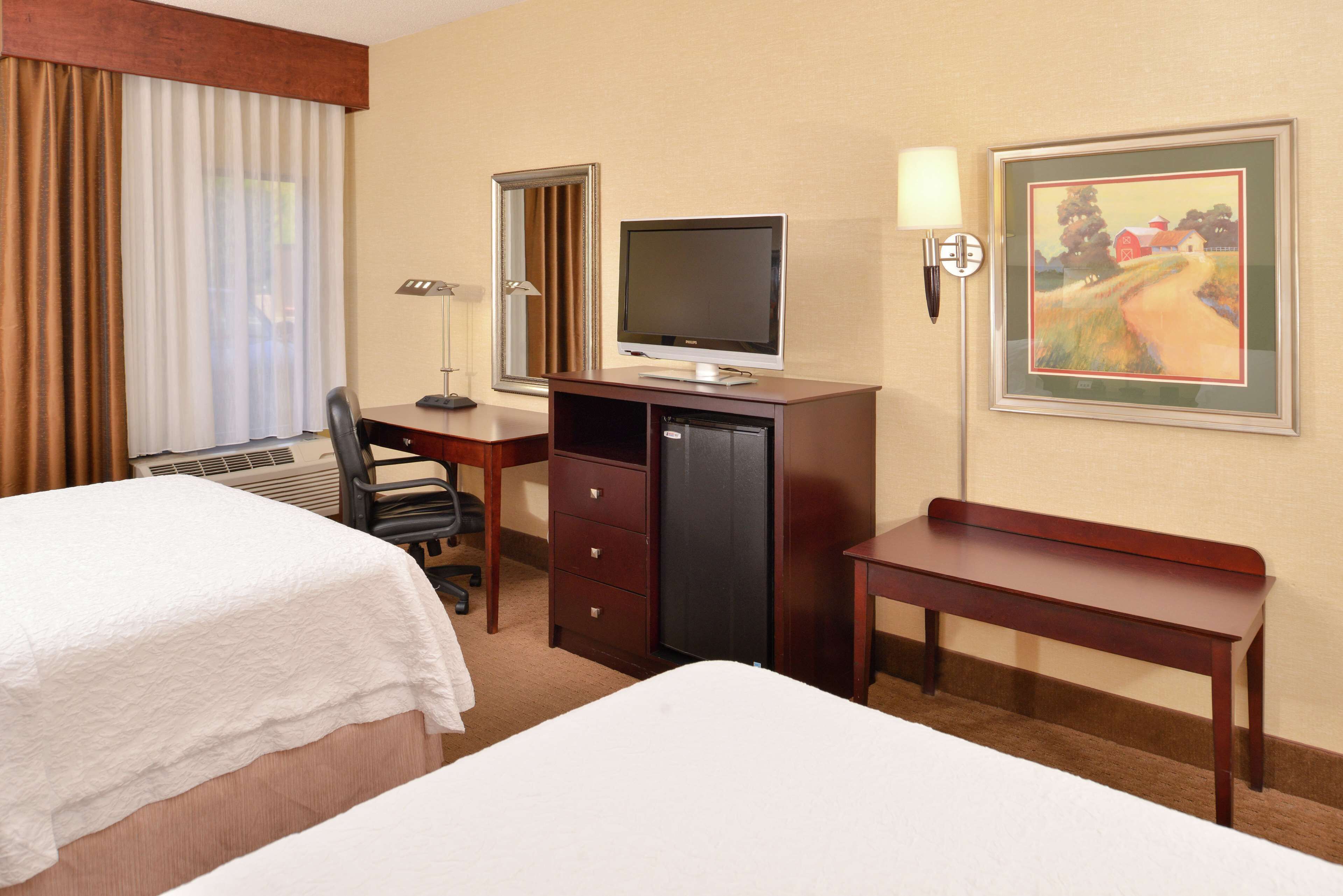 down duvets, desk, blackout curtains, iron/ironing board