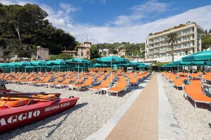 Private beach, sun-loungers, beach umbrellas, snorkelling