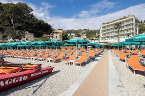 Private beach, sun-loungers, beach umbrellas, snorkelling