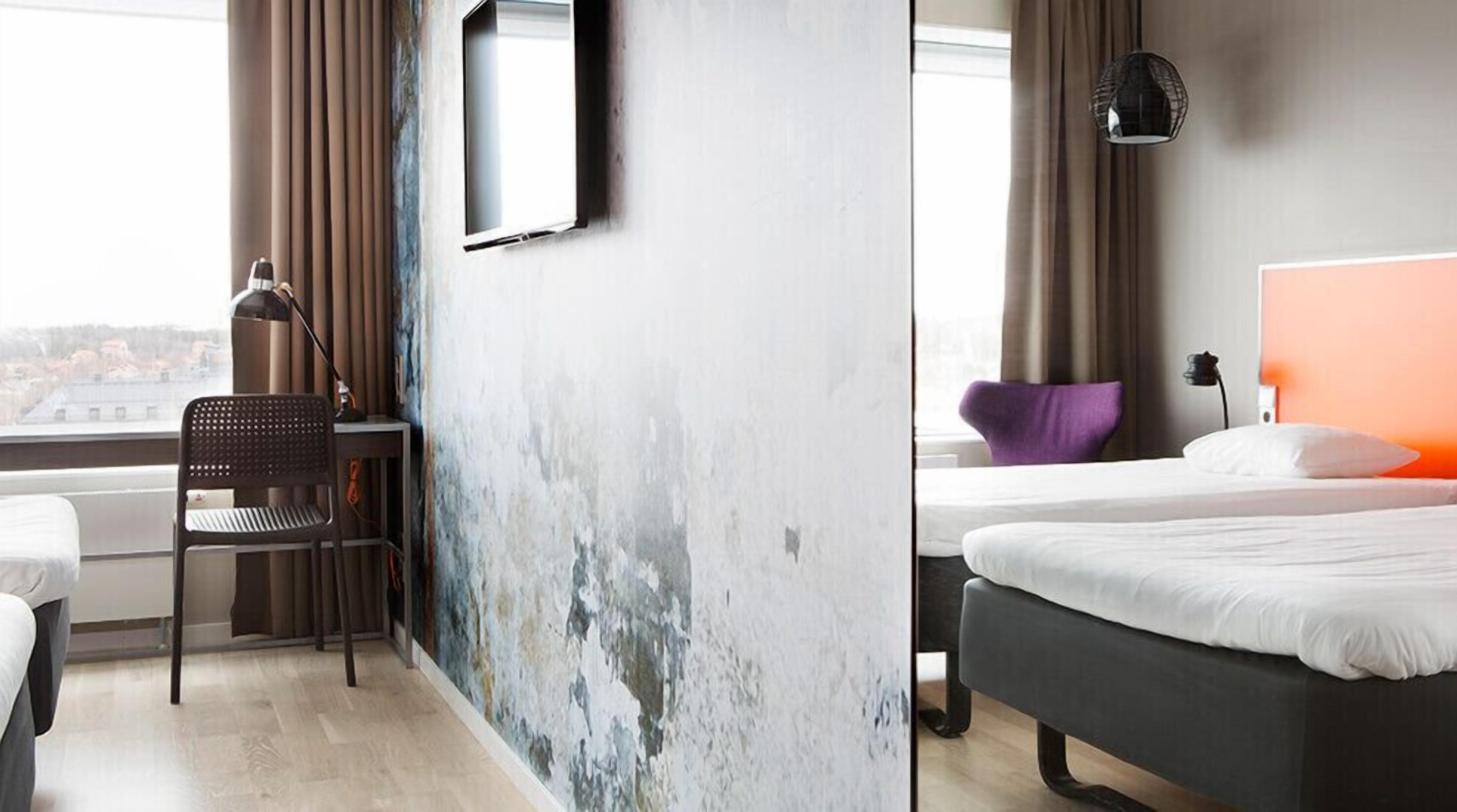 desk, laptop workspace, blackout curtains, soundproofing