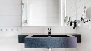 Shower, eco-friendly toiletries, hair dryer, towels