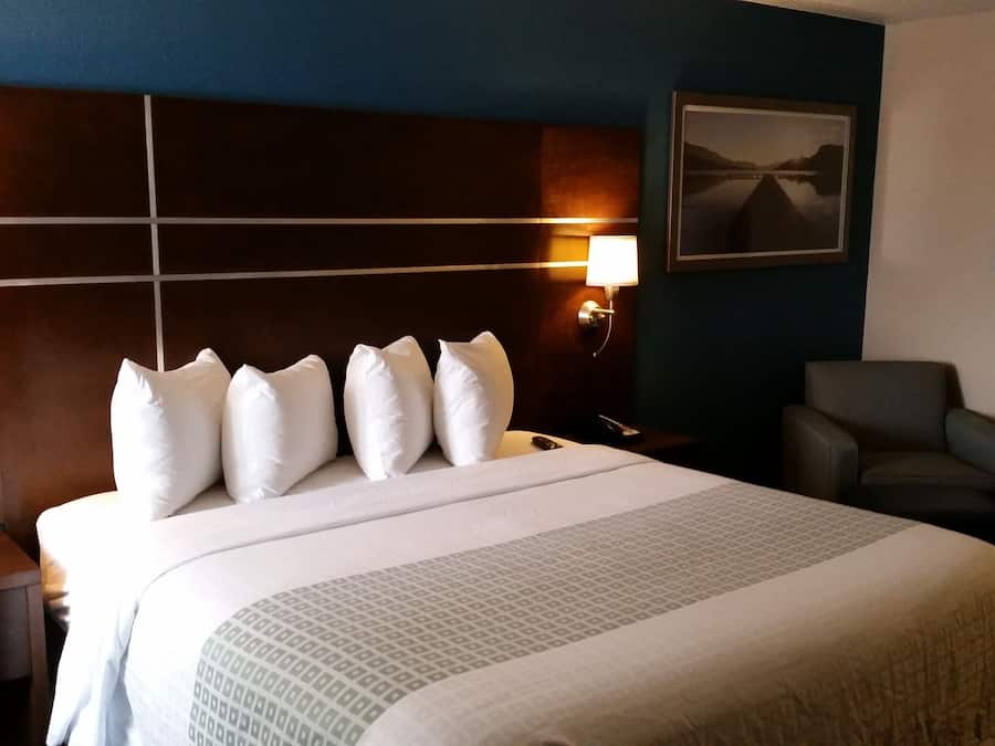 Hypo-allergenic bedding, pillowtop beds, desk, laptop workspace