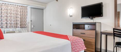 Desk, free WiFi, bed sheets