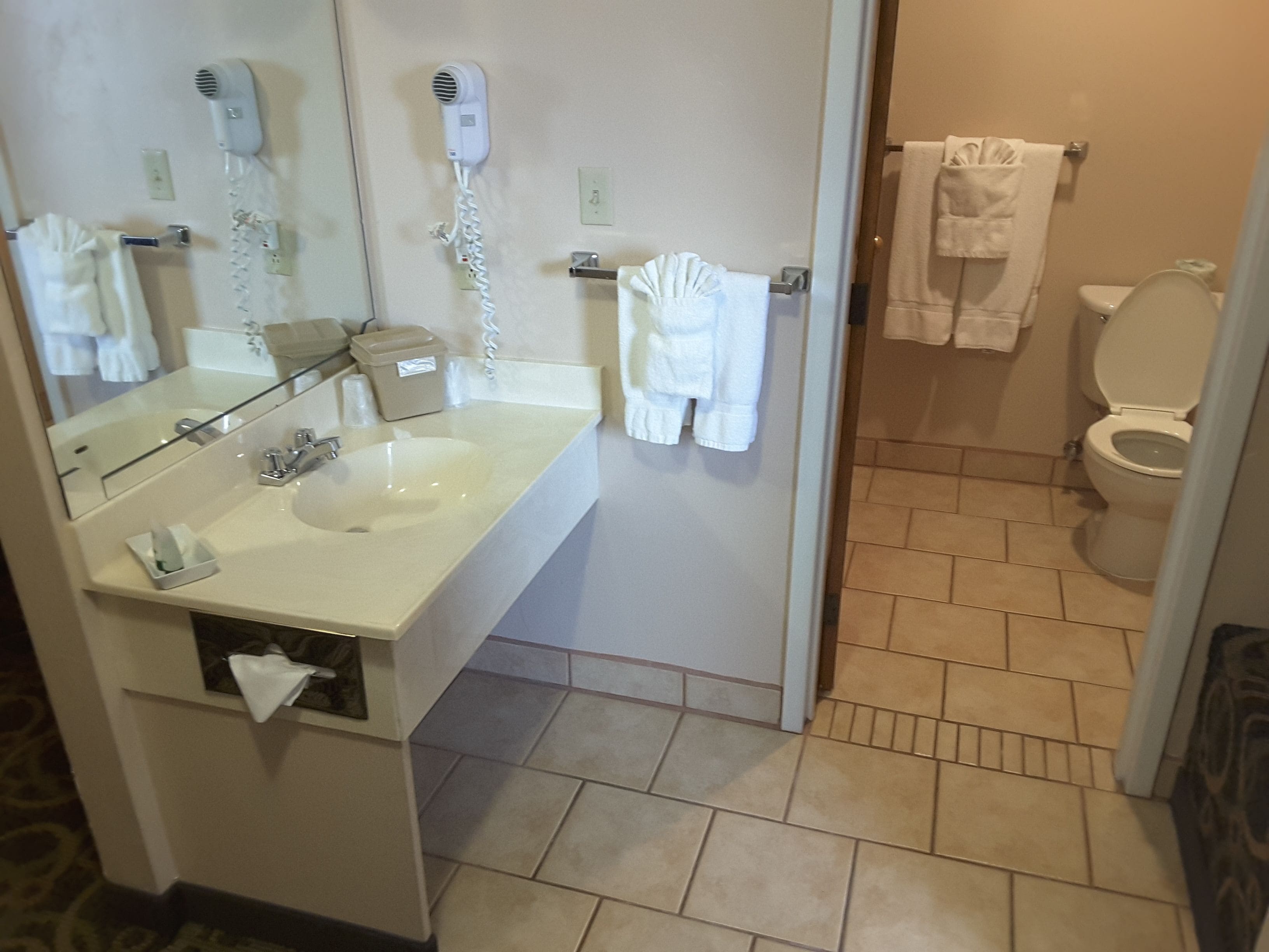 combined shower/bathtub, eco-friendly toiletries, hair dryer, towels