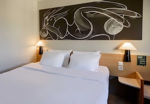 Premium bedding, desk, soundproofing, iron/ironing board