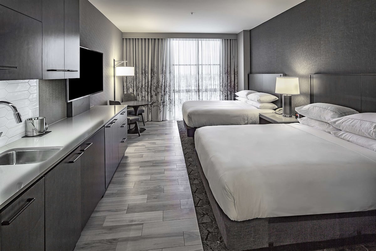 Studio, 2 Queen Beds, Kitchenette | Private kitchen | Fridge, microwave, coffee/tea maker, highchair