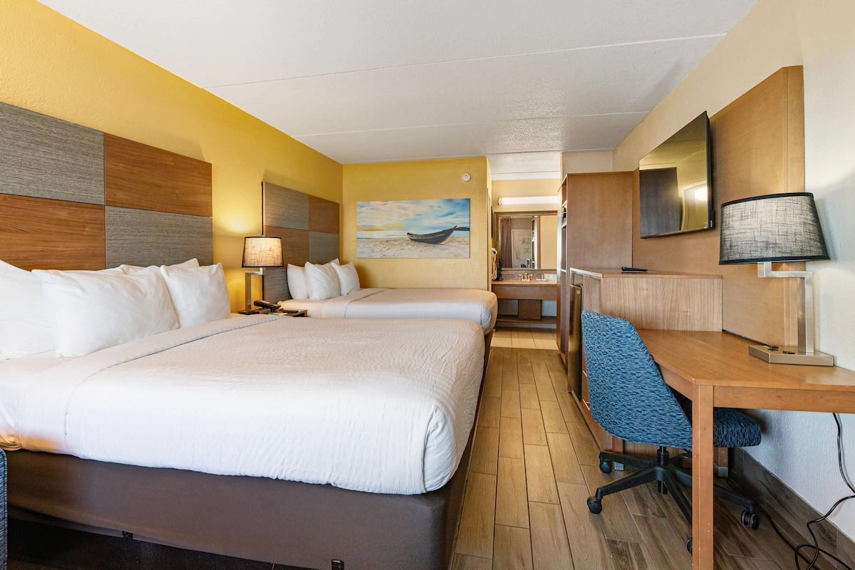 Standard Room, 2 Queen Beds | Desk, blackout drapes, iron/ironing board, free WiFi