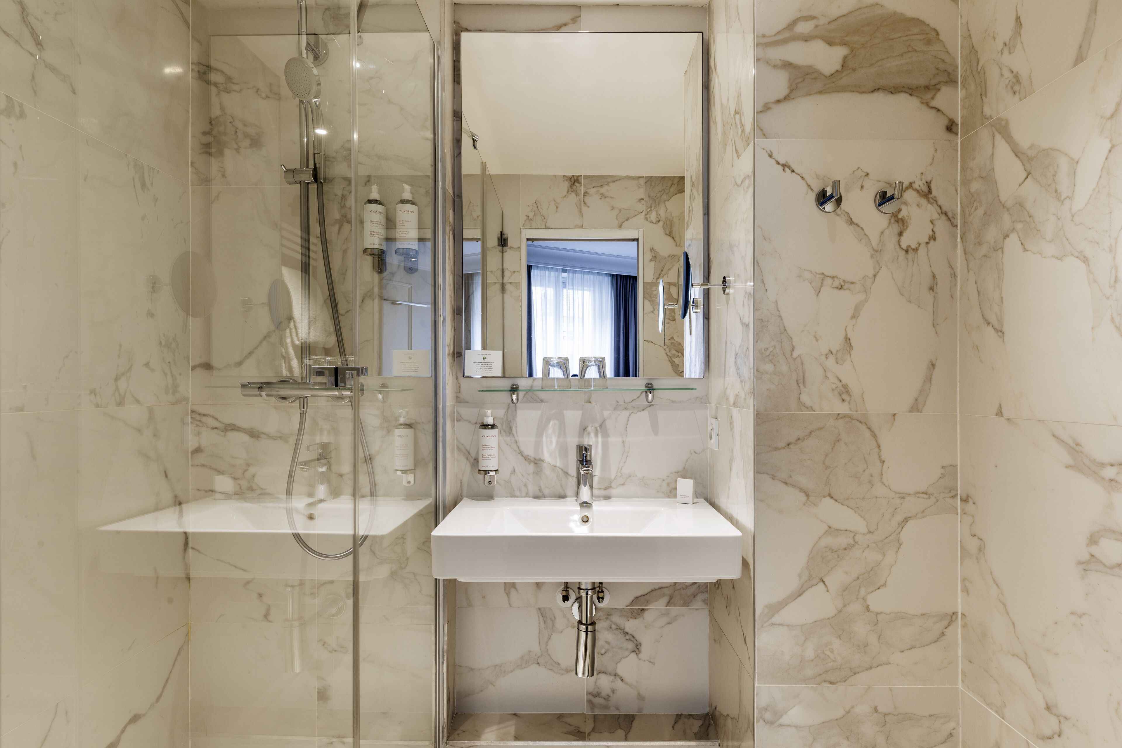 free toiletries, hair dryer, towels