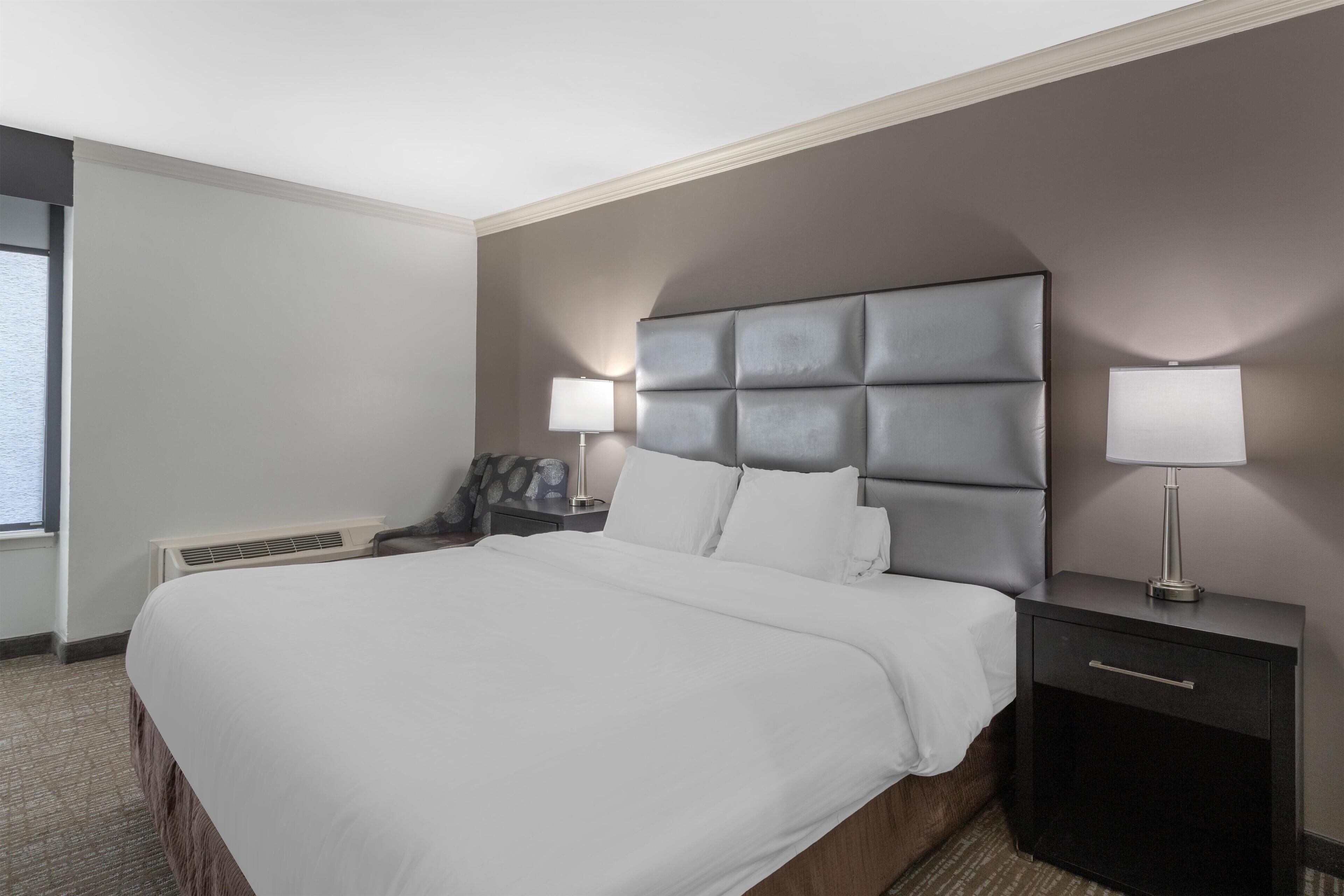 Habitación estándar, 1 cama King size, para no fumadores, refrigerador y microondas | Ropa de cama de alta calidad y escritorio 