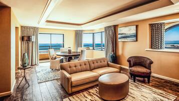 Presidential Suite, 1 King Bed, Oceanfront (Huntington Tower) | Living area | 42-inch flat-screen TV with cable channels, TV, iPod dock