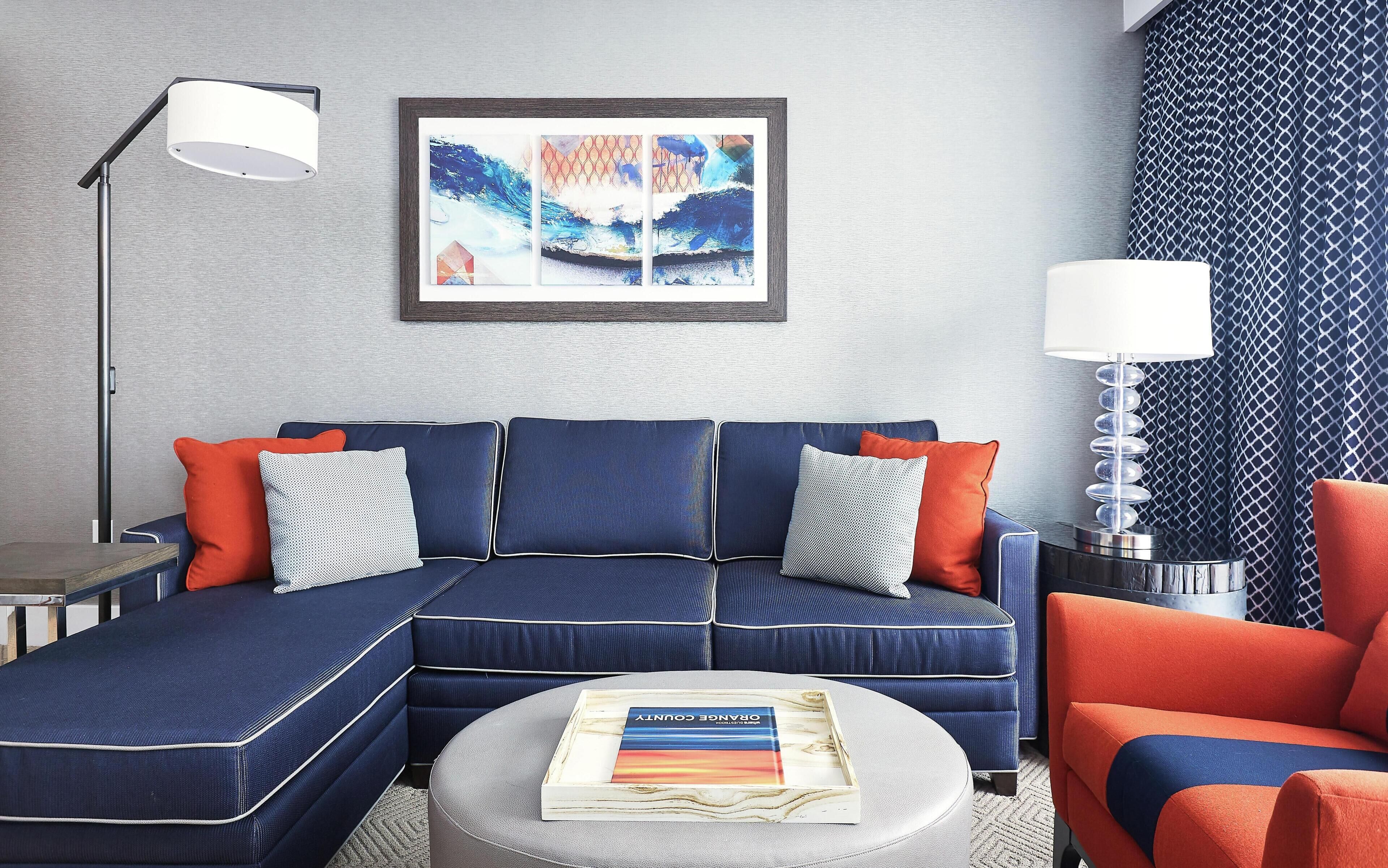 Family Suite, 2 Queen Beds, Ocean View (Twin Dolphin Tower) | Living area | 42-inch flat-screen TV with cable channels, TV, iPod dock