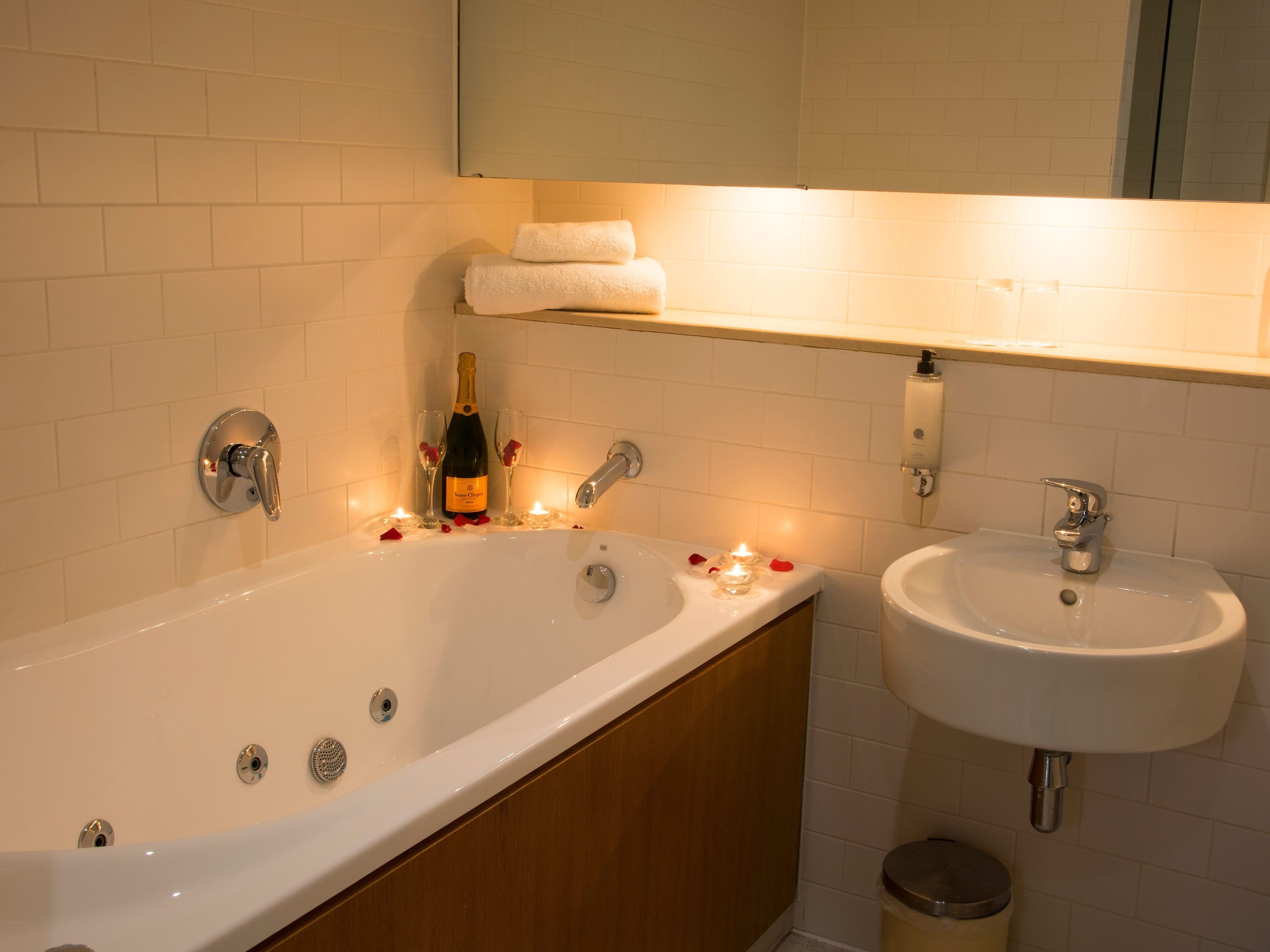 free toiletries, hair dryer, towels