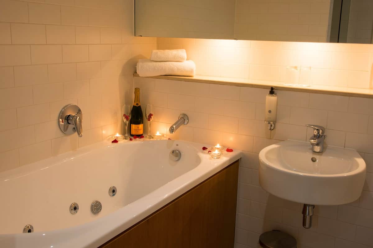 free toiletries, hair dryer, towels