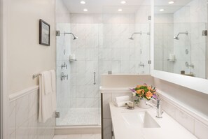 Suite (Spreckels) | Bathroom | Shower, designer toiletries, hair dryer, bathrobes