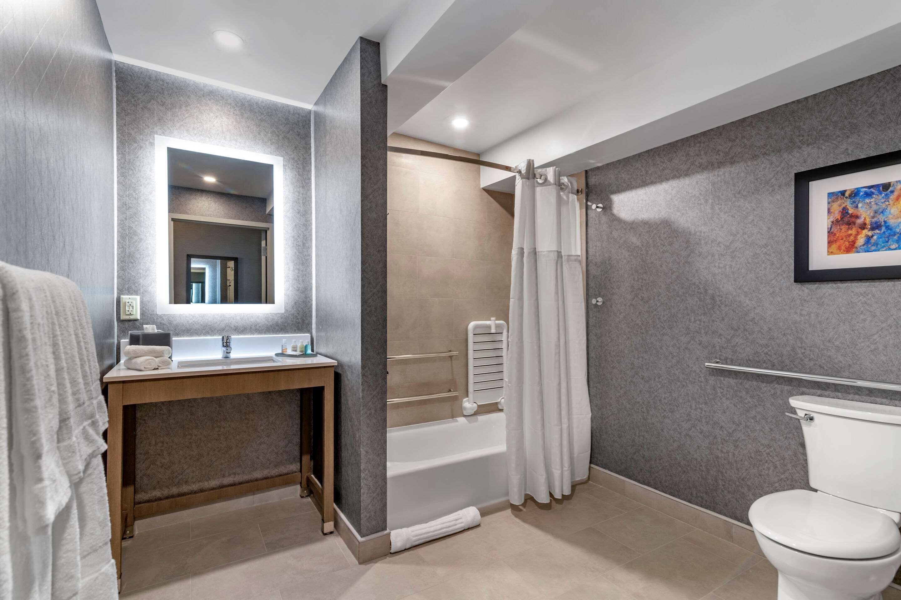 room, 1 king bed, accessible, non smoking (roll-in shower) | desk, laptop workspace, blackout curtains, iron/ironing board