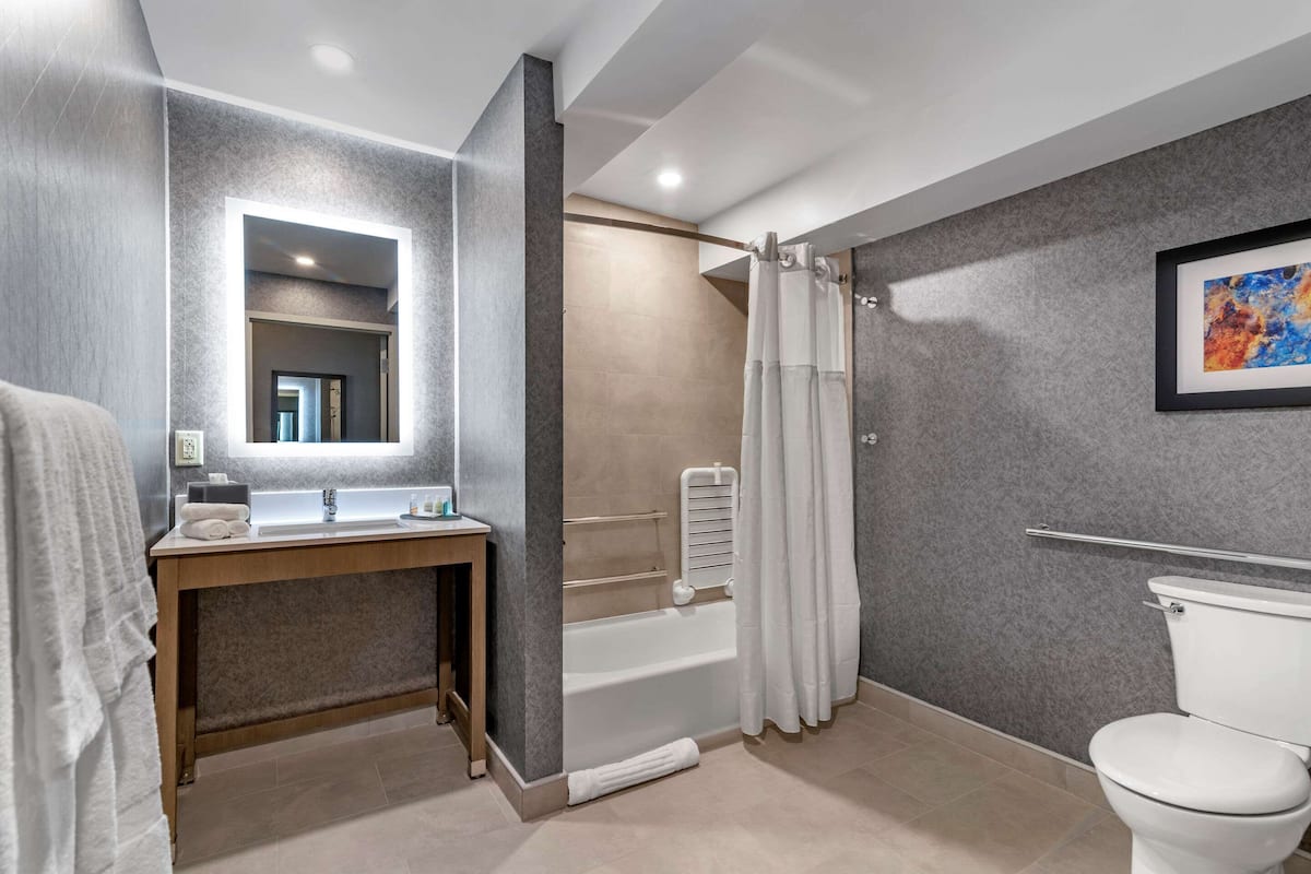 room, 1 king bed, accessible, non smoking (roll-in shower) | desk, laptop workspace, blackout curtains, iron/ironing board