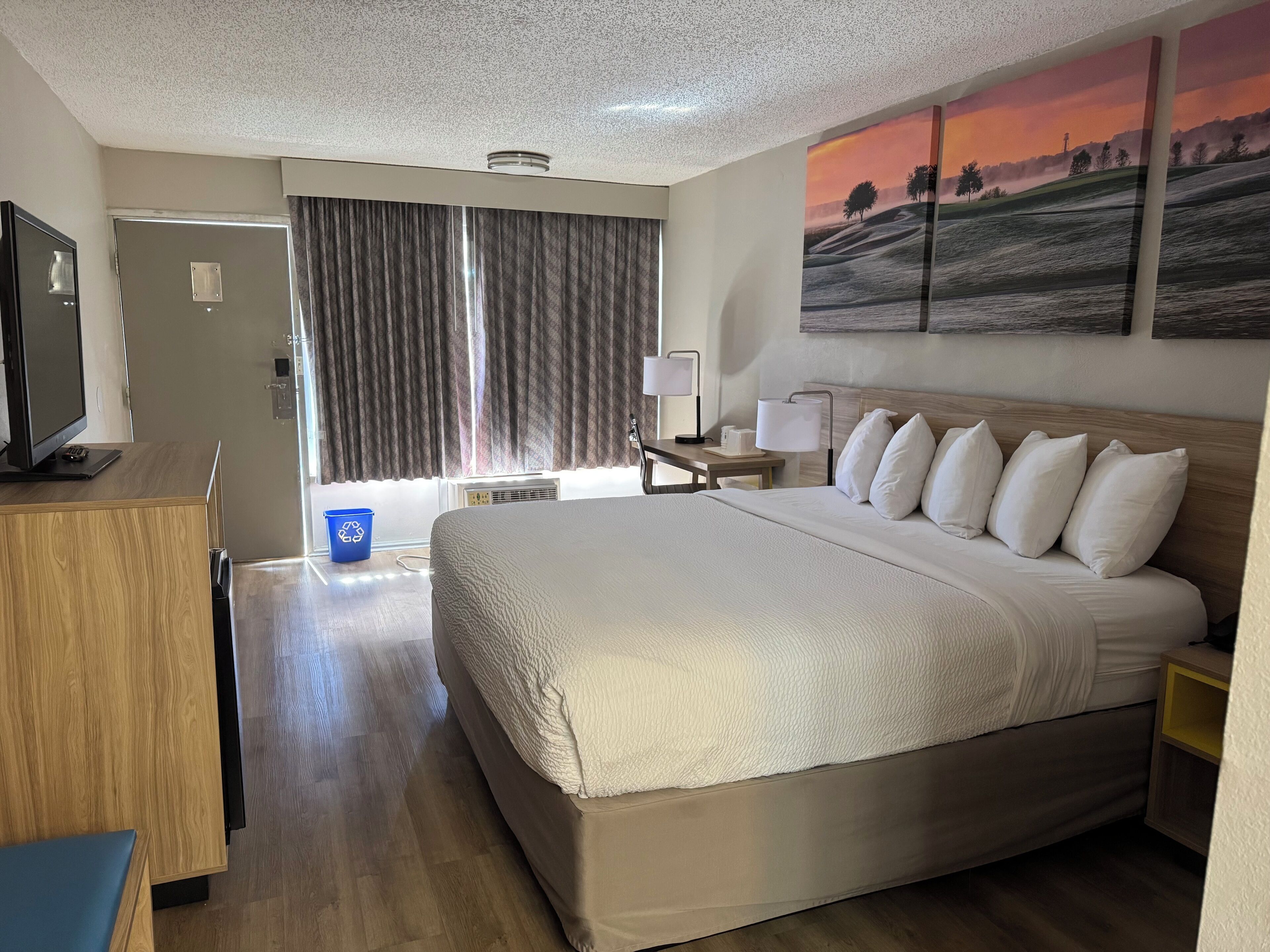 Room, 1 King Bed, Accessible, Non Smoking (Mobility/Hearing/Roll in Shower) | Premium bedding, desk, blackout drapes, iron/ironing board