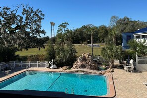 Outdoor pool, open 8:00 AM to 10:00 AM, sun loungers