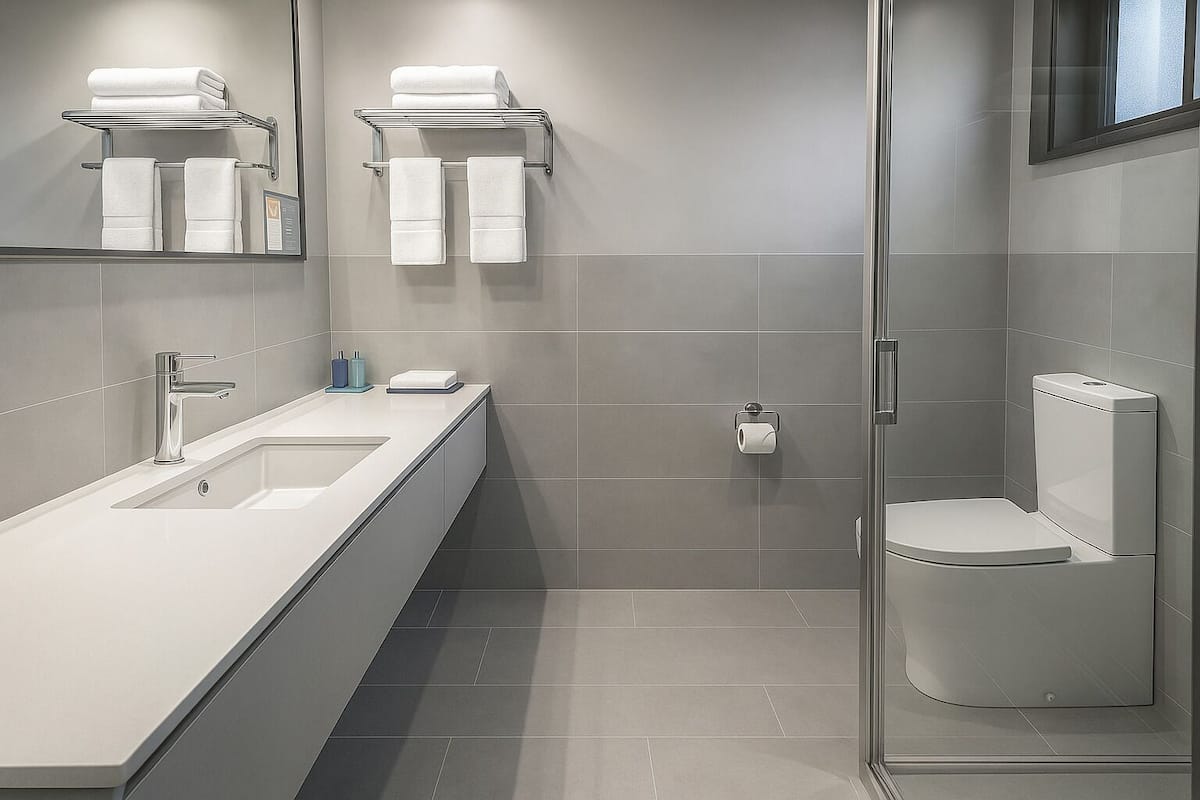 Ducha, artículos de tocador de diseñador, secador de pelo, toallas