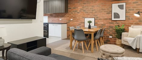 Family Apartment, 3 Bedrooms, Non Smoking, Balcony | Living area | 45-inch Smart TV with digital channels, Netflix, streaming services