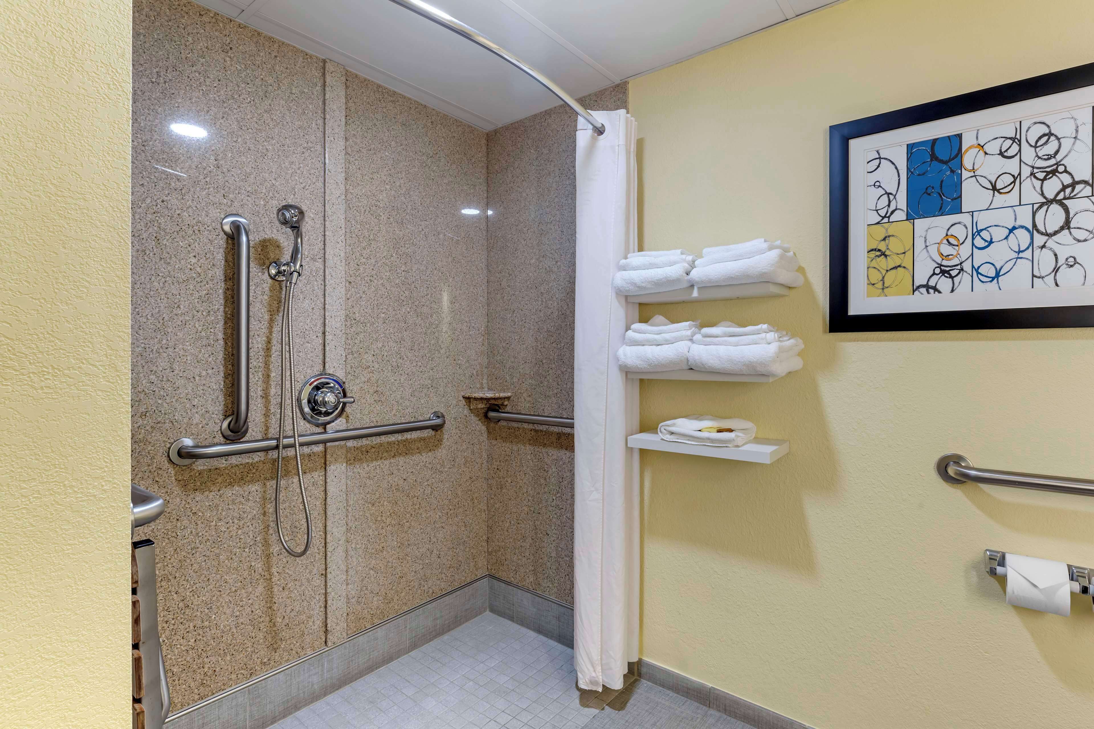 standard room, 2 queen beds, accessible, non smoking | bathroom | combined shower/bathtub, eco-friendly toiletries, hair dryer, towels