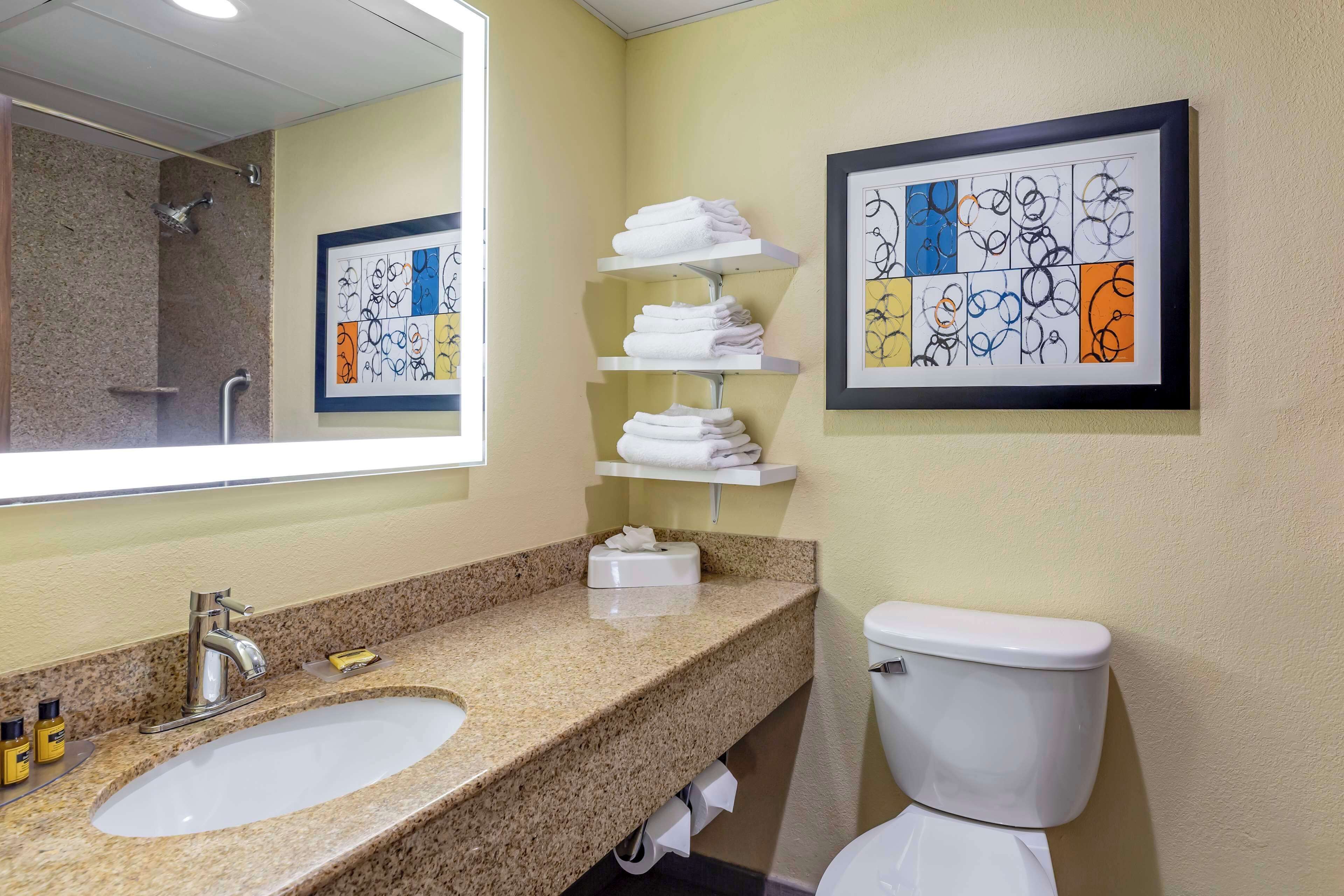 combined shower/bathtub, eco-friendly toiletries, hair dryer, towels