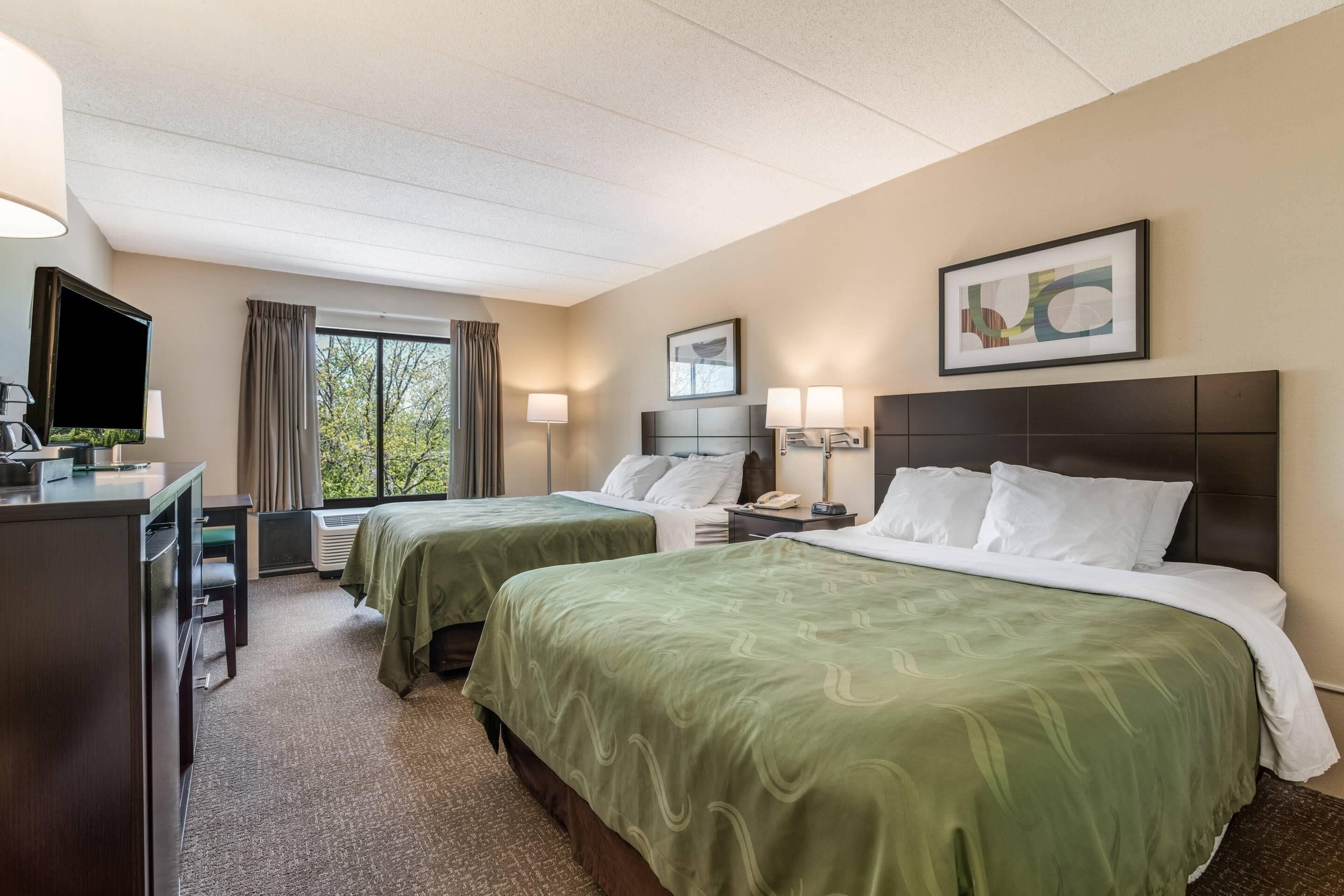 standard room, 2 queen beds, non smoking | premium bedding, down duvets, pillow-top beds, in-room safe