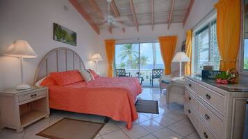 Desk, blackout curtains, bed sheets