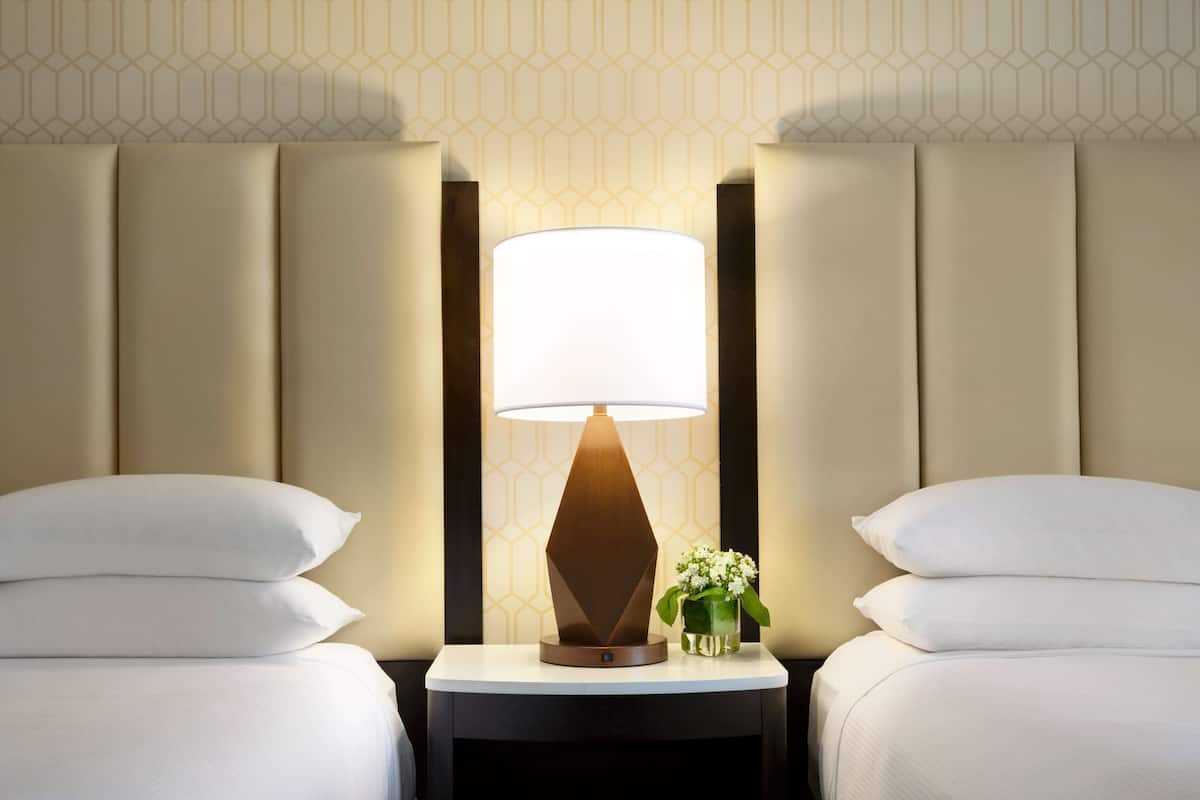 hypo-allergenic bedding, in-room safe, blackout curtains