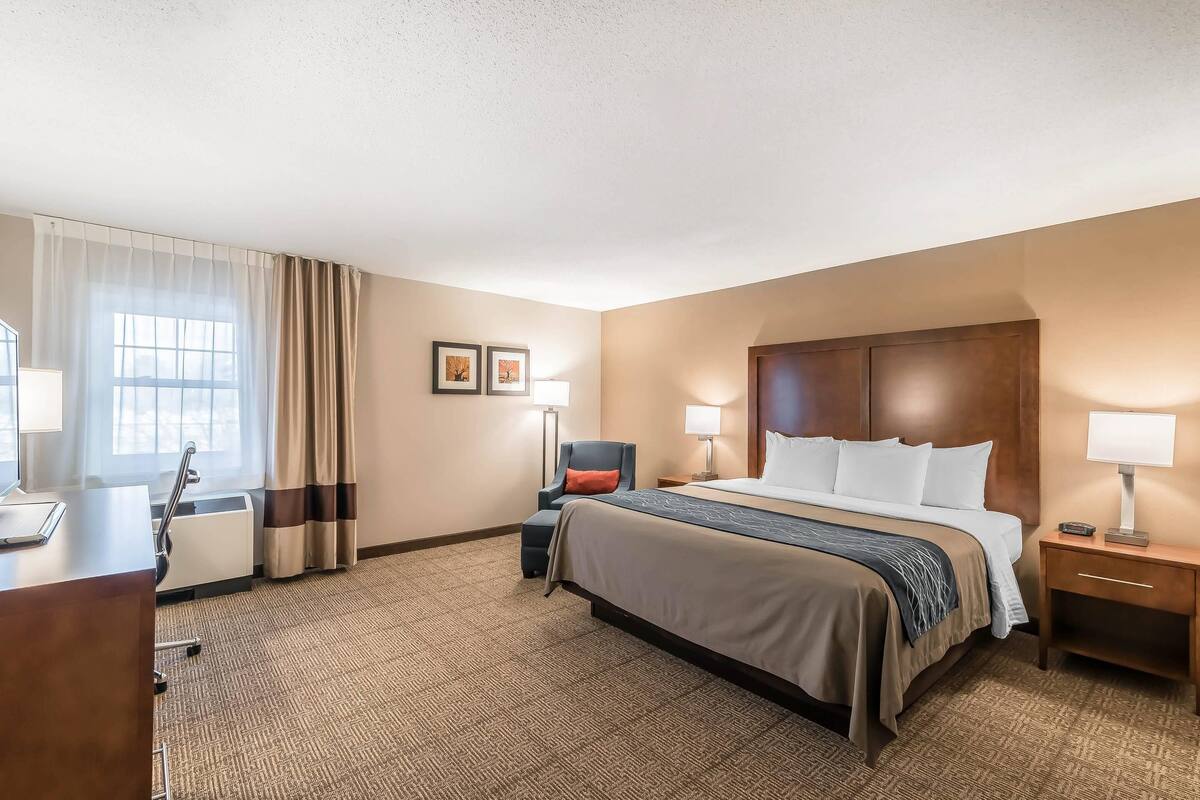 Standard Room, 1 King Bed, Non Smoking | Desk, blackout drapes, iron/ironing board, free cribs/infant beds