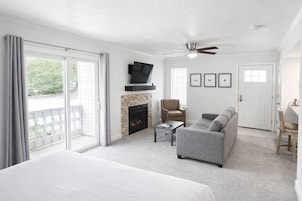 Luxury Studio Suite, Accessible | Living area | 43-inch LCD TV with cable channels, TV