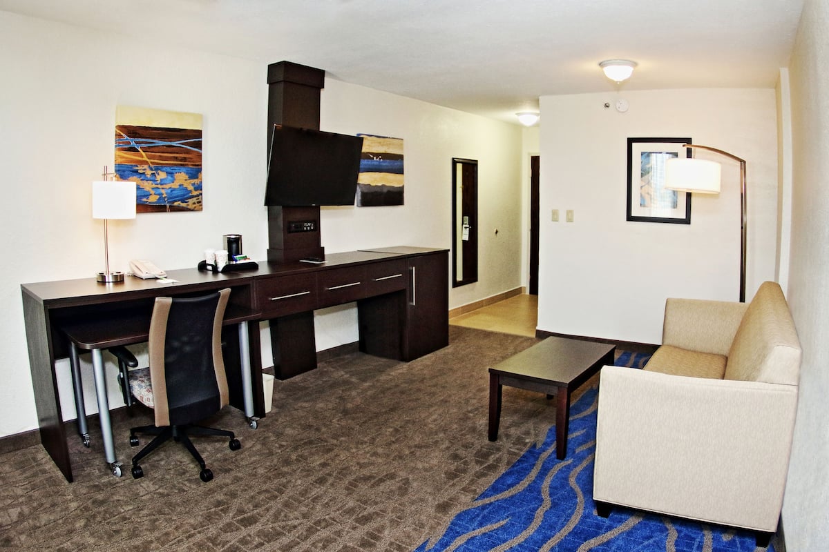 suite, 1 king bed | living room | flat-screen tv, ipod dock
