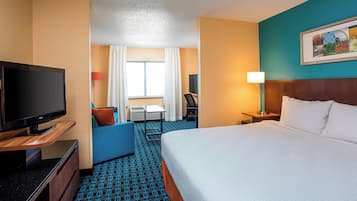 Premium bedding, pillow-top beds, desk, blackout curtains
