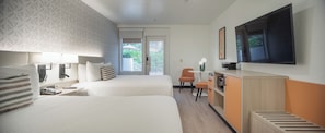 Room, 2 Double Beds, Balcony, Pool View | Premium bedding, in-room safe, iron/ironing board